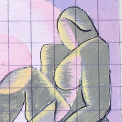 Arthur Cyril Hilton, Briitish, mid century, 'Figures at sunrise', pen and gouach