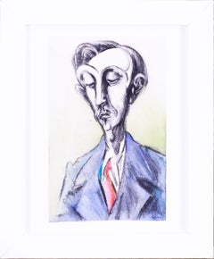 Vivian Stanshall 'Self portrait' watercolour and charcoal, signed, British