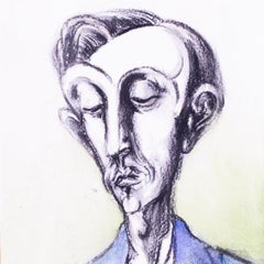 Vivian Stanshall 'Self portrait' watercolour and charcoal, signed, British