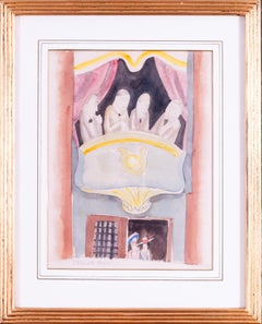 Jessica Dismorr, British, watercolour 'A Box at the Bedford', theatre scene