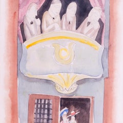 Jessica Dismorr, British, watercolour 'A Box at the Bedford', theatre scene