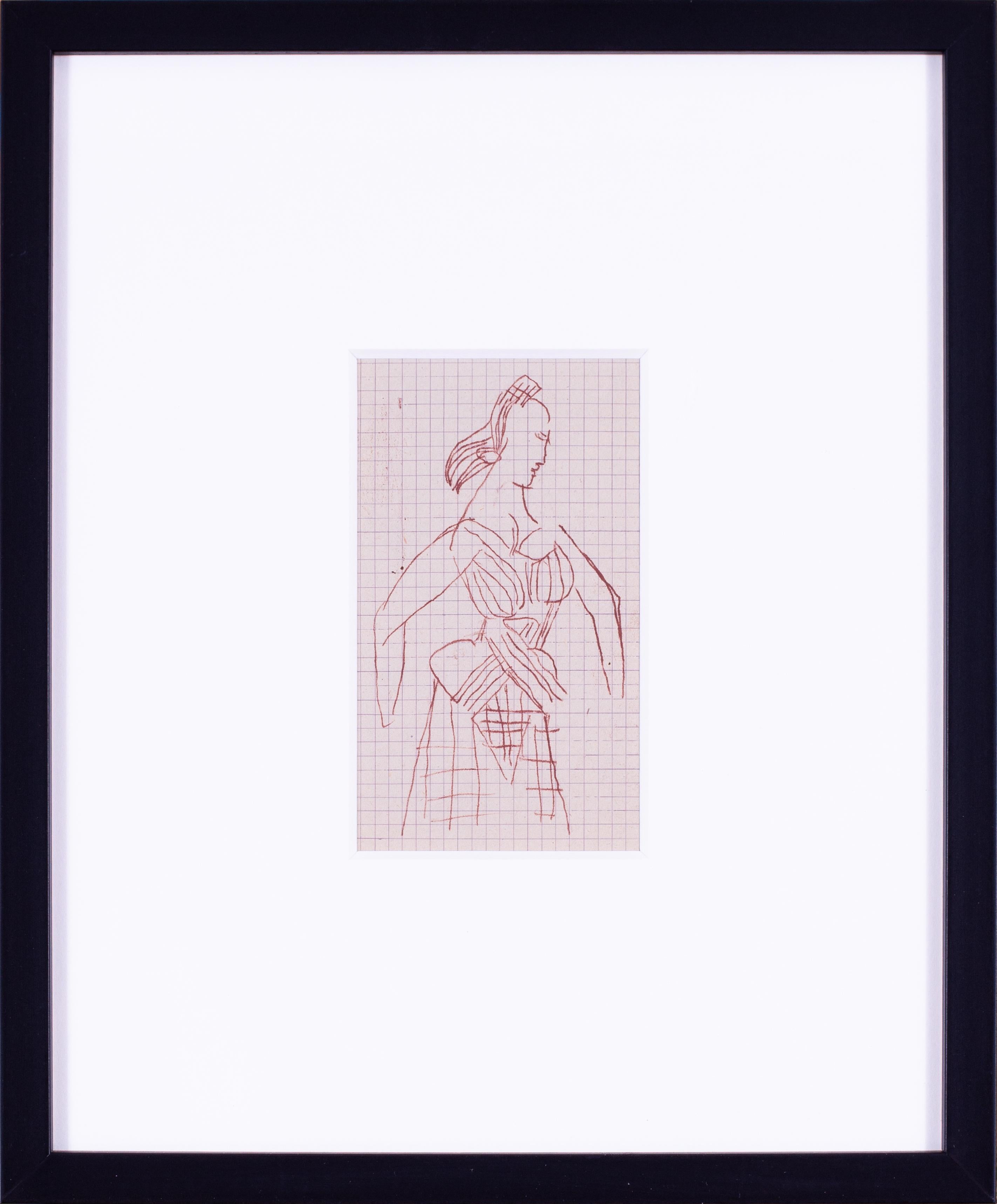Robert Colquhoun (Scottish, 1914 – 1962) and Robert MacBryde (Scottish, 1913 – 1966)
Classical figure
Pen on squared paper
Not signed
5.7/8 x 4.1/8 in. (15 x 10.4 cm.)

A drawing of a Classical figure from a sketchbook inscribed ‘Colquhoun Macbryde