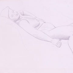 Drawing of a reclining female nude, British, William Patrick Roberts, 20th C
