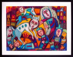 French Surrealist pastel drawing  'Allegory of a beast' by Marchand des Raux