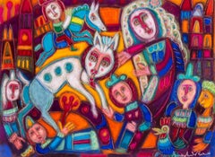 French Surrealist pastel drawing  'Allegory of a beast' by Marchand des Raux