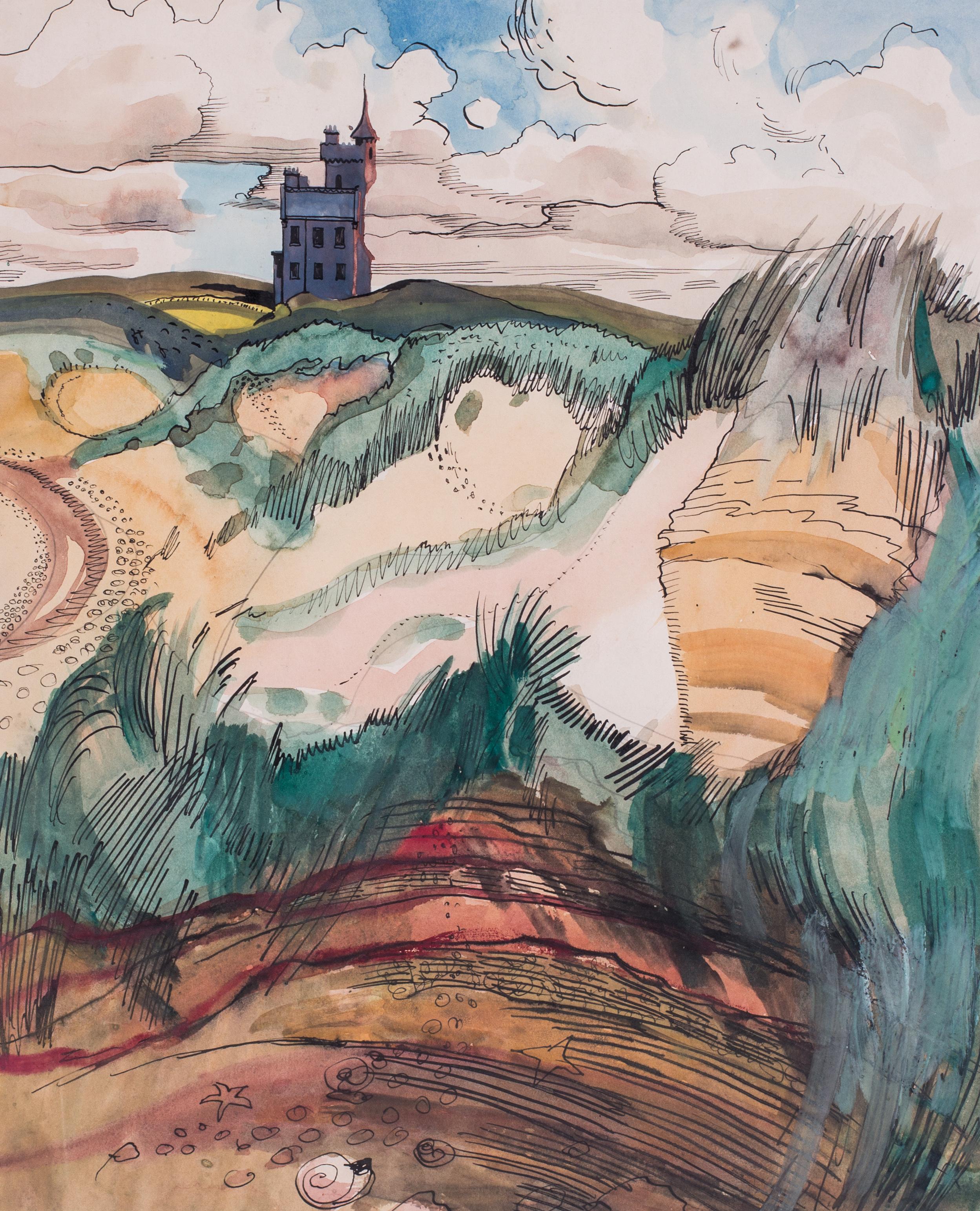 Robert Trenaman Back  Landscape Art - A folly by the shore