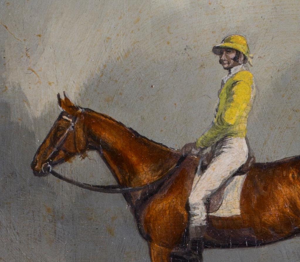 Jockeys and their mount (set of 4 miniature oil paintings of jockeys and horses) 1