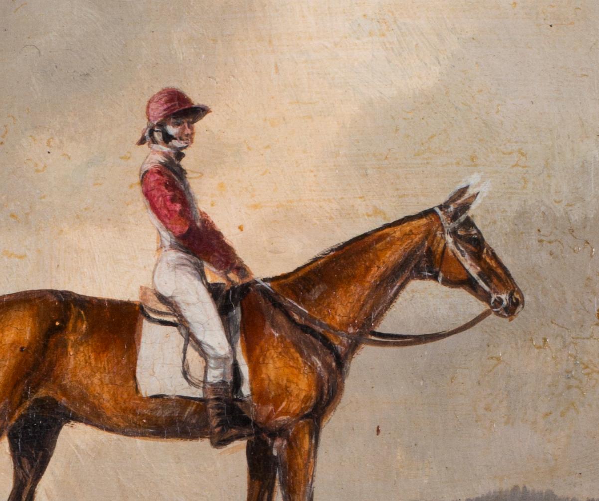 Jockeys and their mount (set of 4 miniature oil paintings of jockeys and horses) 4