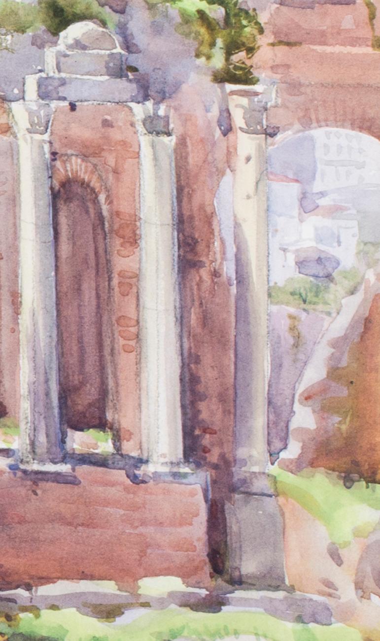 British, 20th Century watercolour of the Amphitheatre, Taormina, Sicily, Italy - Impressionist Art by Gwen Dorrien Smith