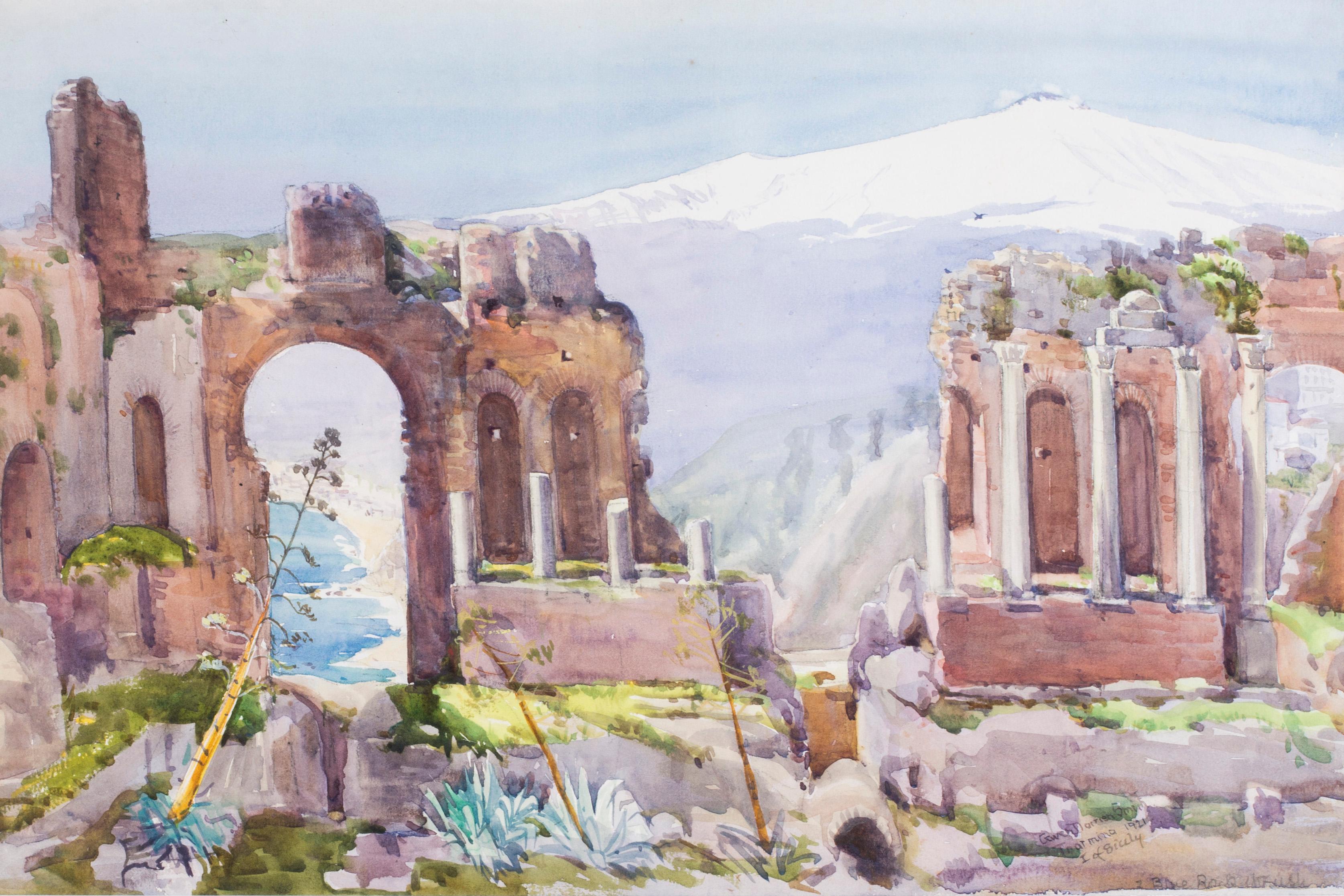 British, 20th Century watercolour of the Amphitheatre, Taormina, Sicily, Italy - Art by Gwen Dorrien Smith