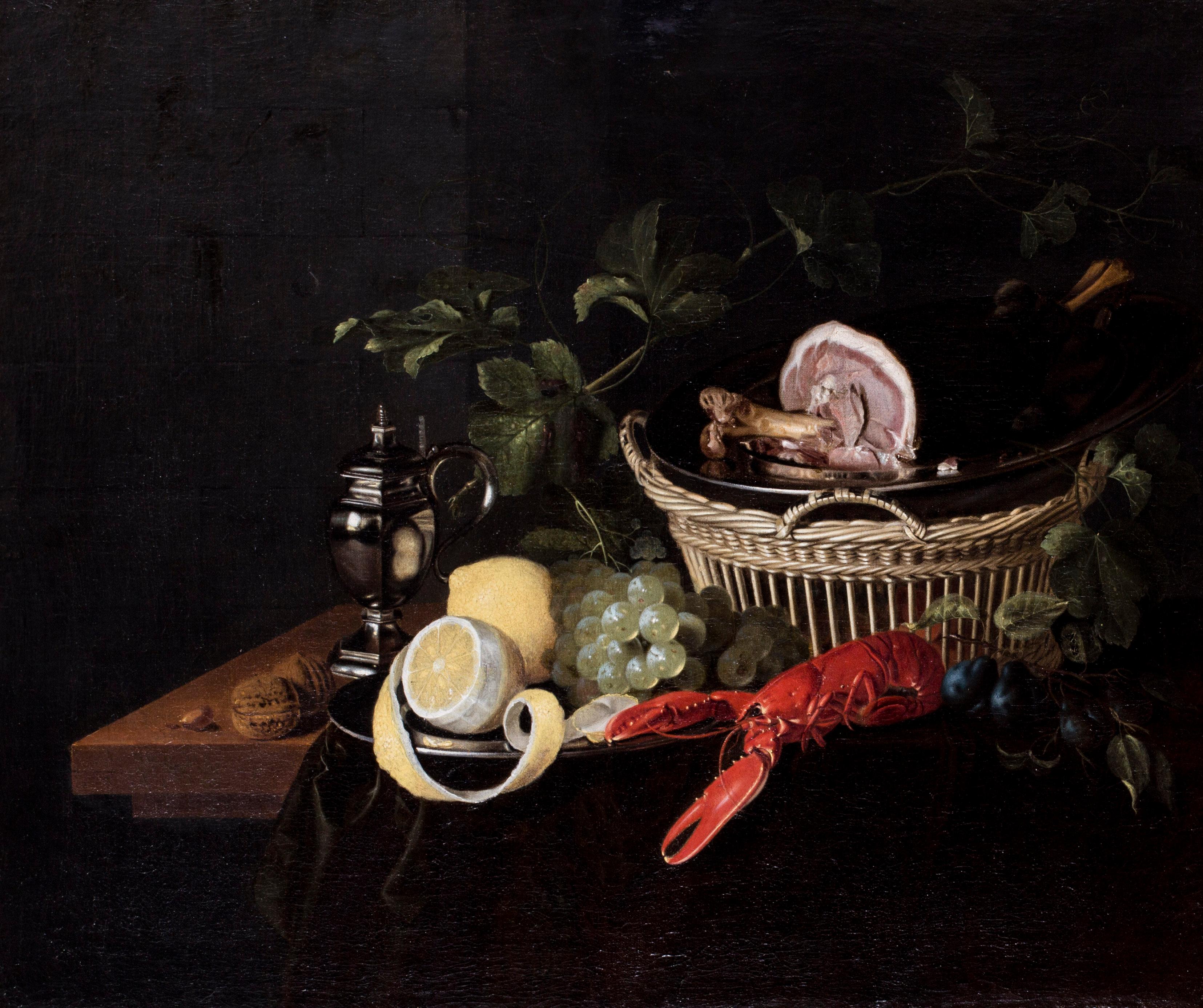 A Flemish Old Master still life oil painting of a lobster after Van Son - Painting by Attributed to Joris Van Son