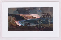 Britisches Gemälde des britischen 20. Jahrhunderts mit einer stimmungsvollen Meereslandschaft des maritimen Künstlers Trenaman Back