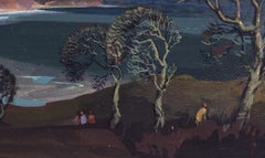 British 20th C painting of a moody seascape by maritime artist Trenaman Back