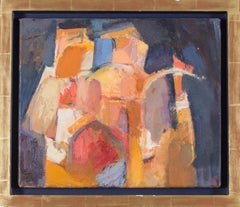 Vintage British contemporary abstract oil painting 
Old city
 by Juliet Schubart