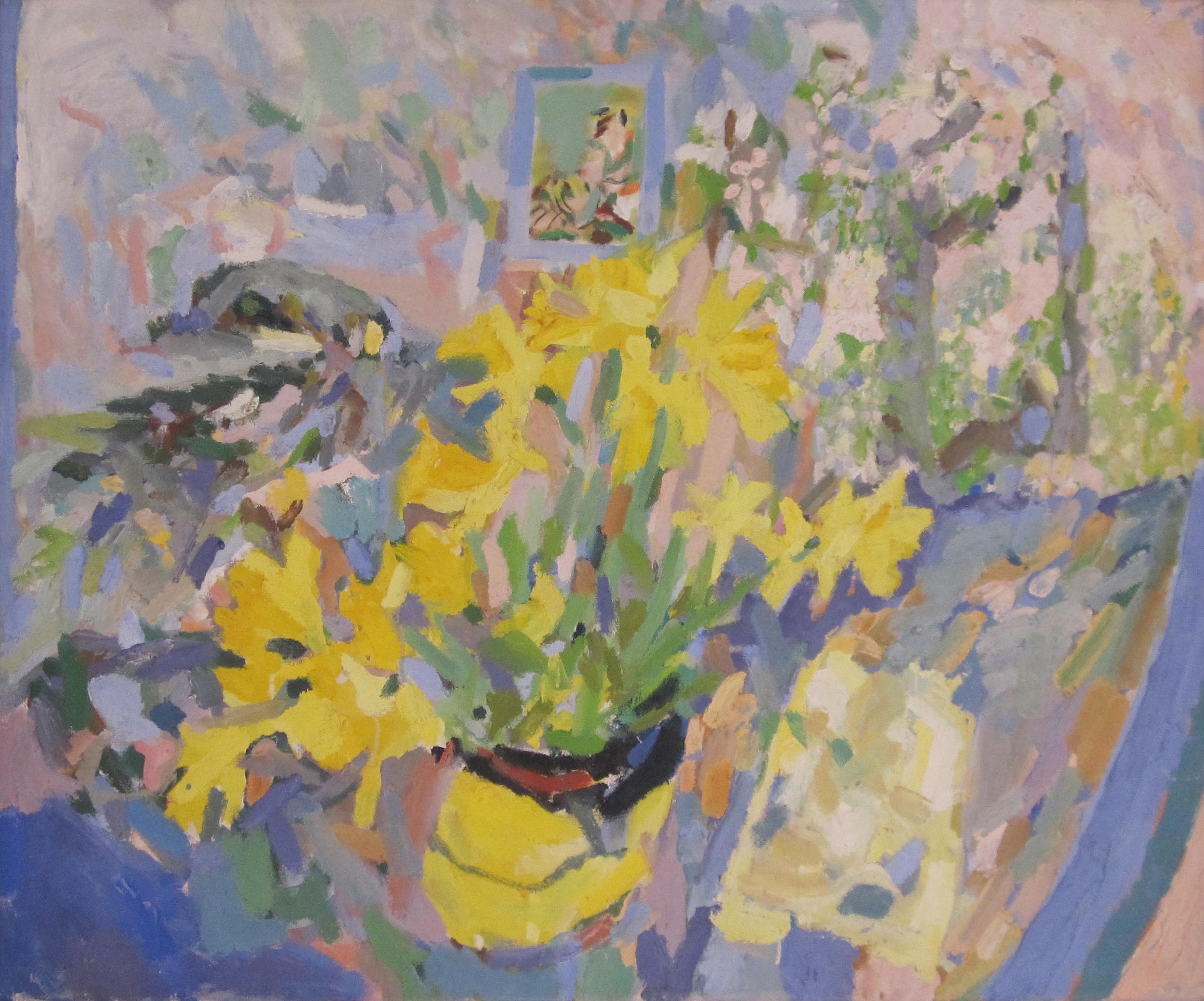 British Contemporary oil painting of Daffodils by artist Rosie Montford