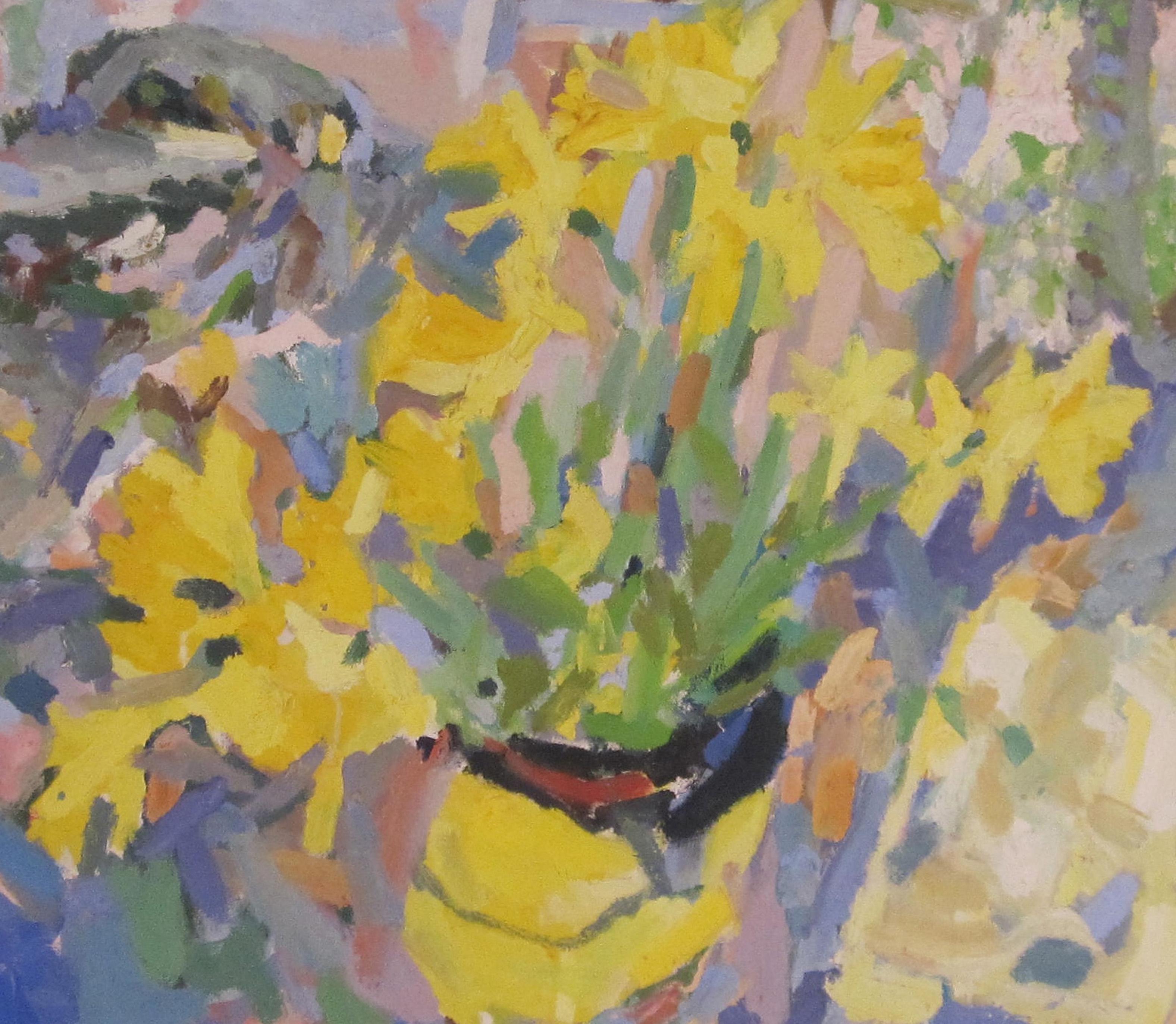 British Contemporary oil painting of Daffodils by artist Rosie Montford 2