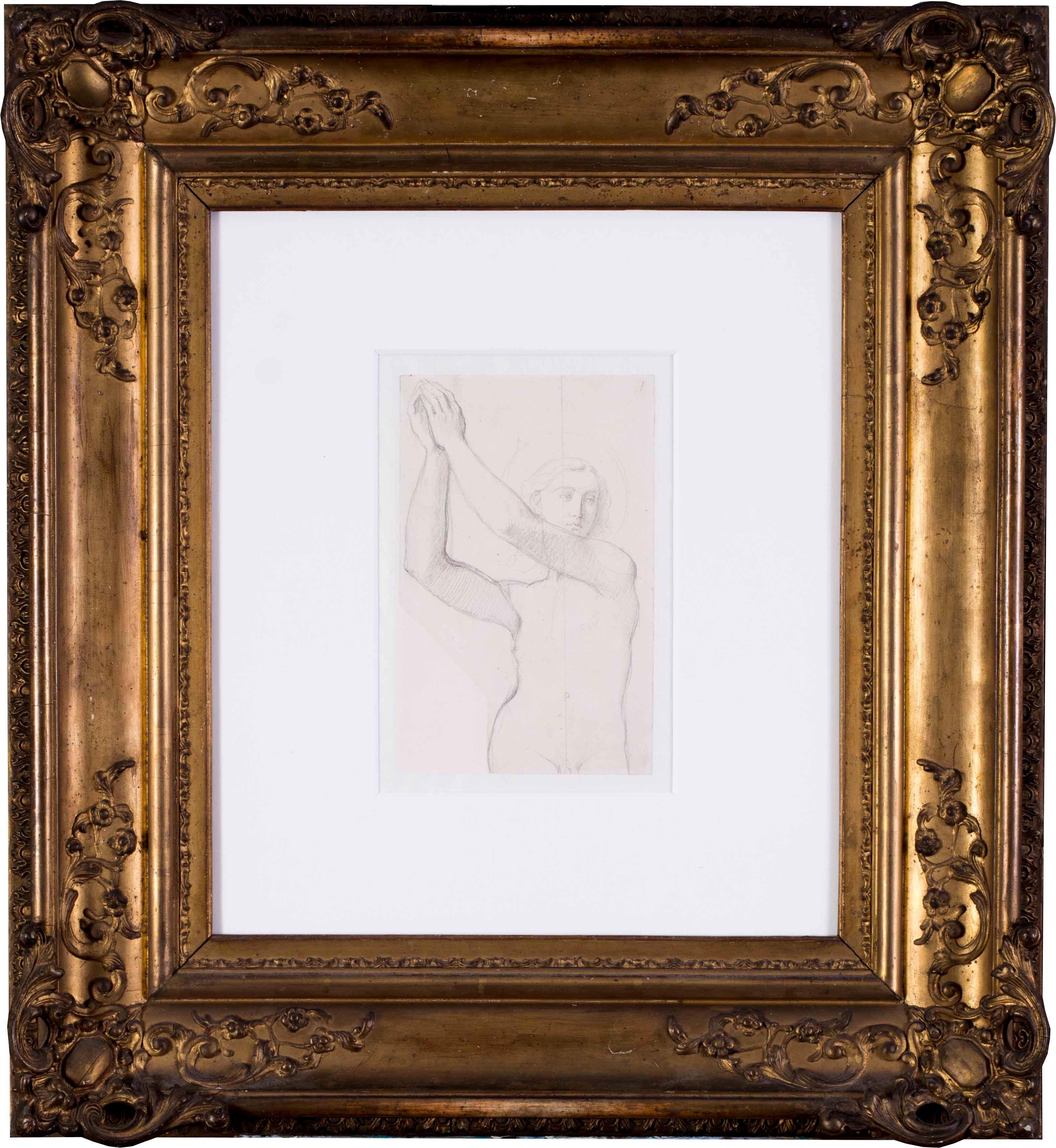 Jean-Auguste-Dominique Ingres  Nude - French, 19th C, Study for the Archangel Raphael of Saint-Ferdinand Chapel, Paris