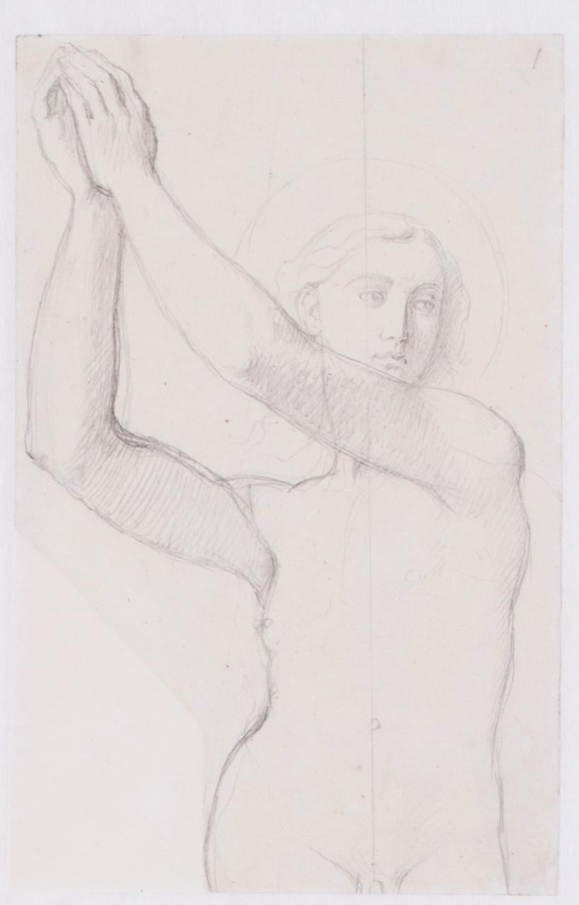 French, 19th C, Study for the Archangel Raphael of Saint-Ferdinand Chapel, Paris - Art by Jean-Auguste-Dominique Ingres 