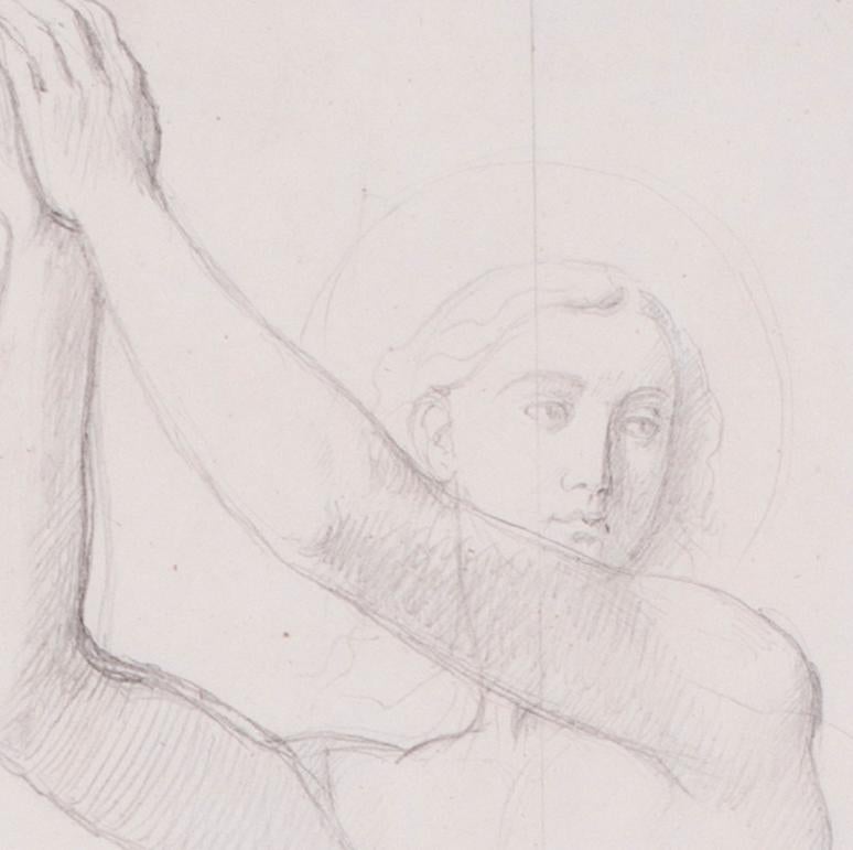 French, 19th C, Study for the Archangel Raphael of Saint-Ferdinand Chapel, Paris - Other Art Style Art by Jean-Auguste-Dominique Ingres 
