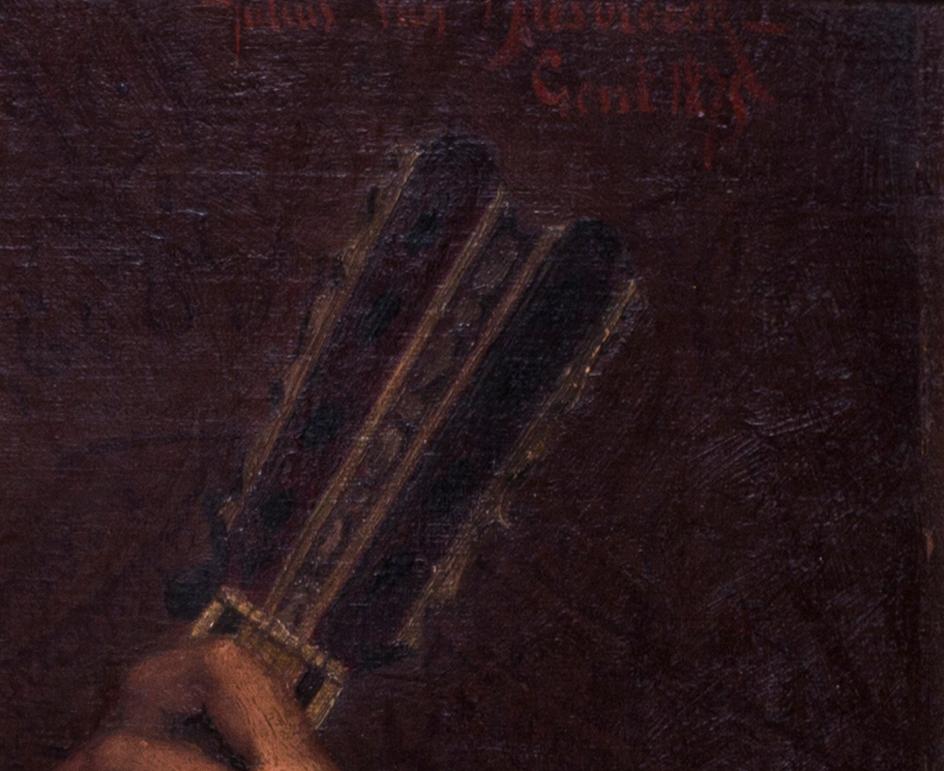 Jules Evarist Van Biesbroeck (Belgier, 1848-1920)
Der Lautenist
Öl auf Leinwand
Signiert 'Julius Van Biesbroech / Gent 1875'
26.3/4 x 31,1/2 Zoll (68 x 80,5 cm.)

In einem sehr dekorativen Rahmen aus vergoldetem Holz und Verbundwerkstoff, kleinere
