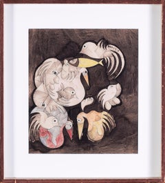 Pintura británica "outsider" de mediados del siglo XX del admirado artista Scottie Wilson