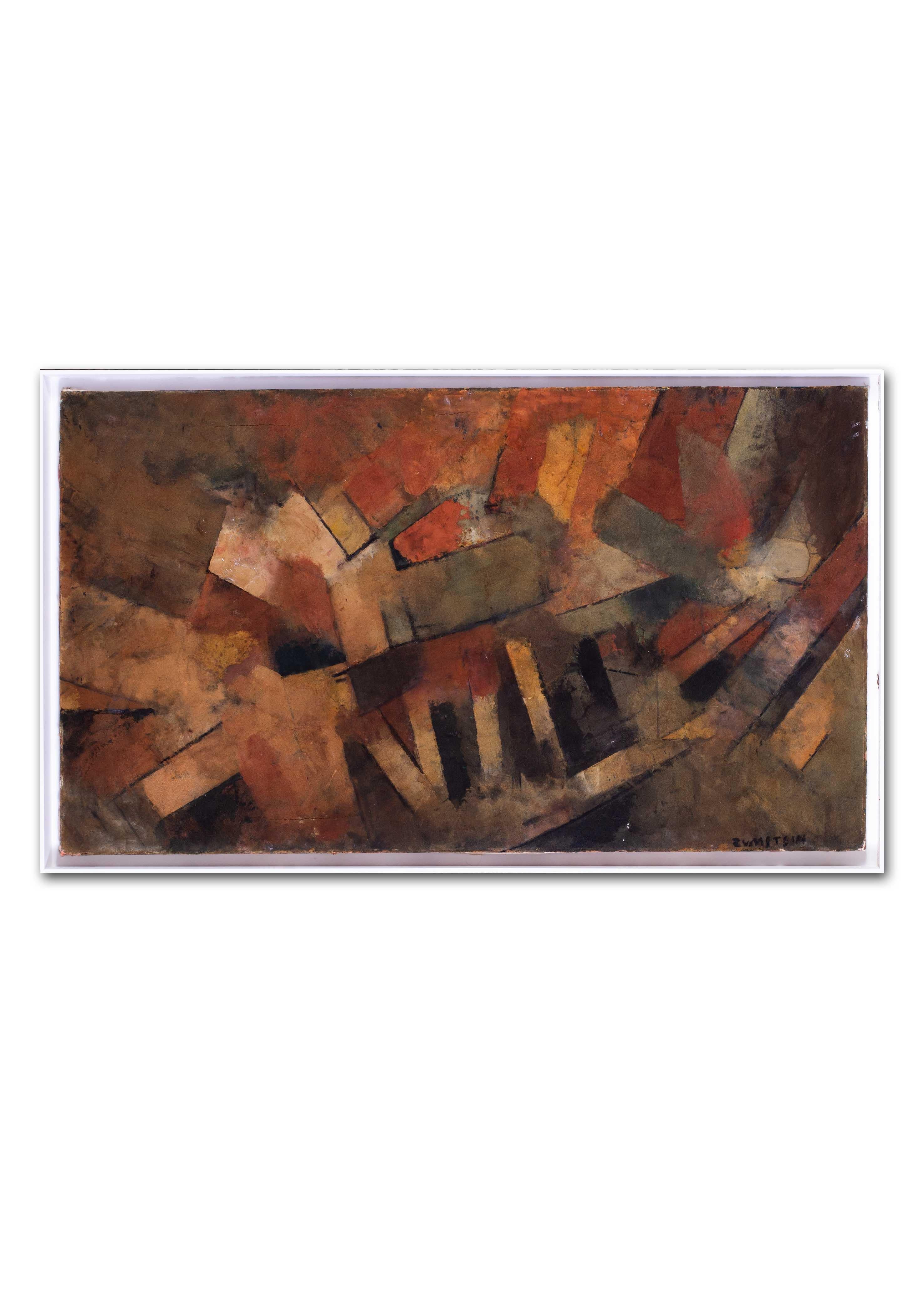 20th Century French abstracted landscape by Beatus Zumstein, autumnal shades For Sale 6