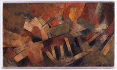 Paysage abstrait français du 20ème siècle par Beatus Zumstein, nuances d'automne