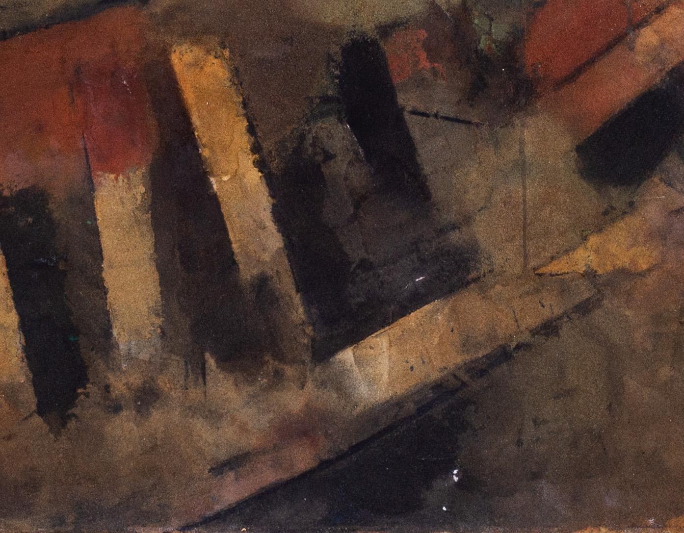 20th Century French abstracted landscape by Beatus Zumstein, autumnal shades For Sale 3