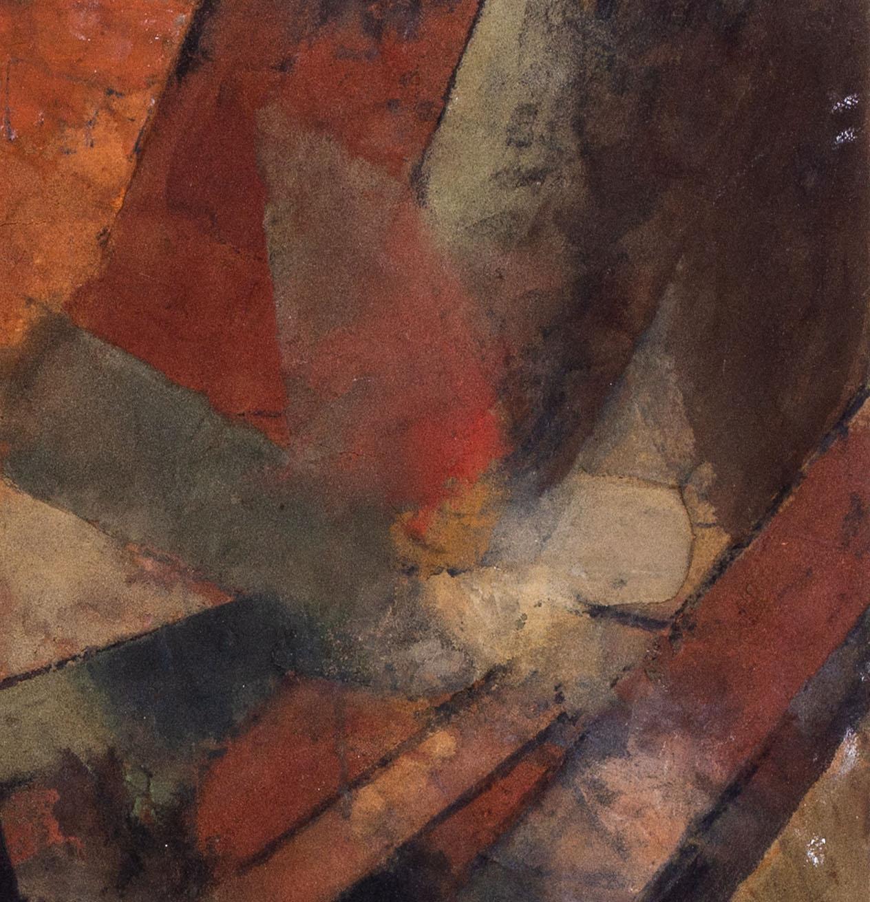 20th Century French abstracted landscape by Beatus Zumstein, autumnal shades For Sale 4