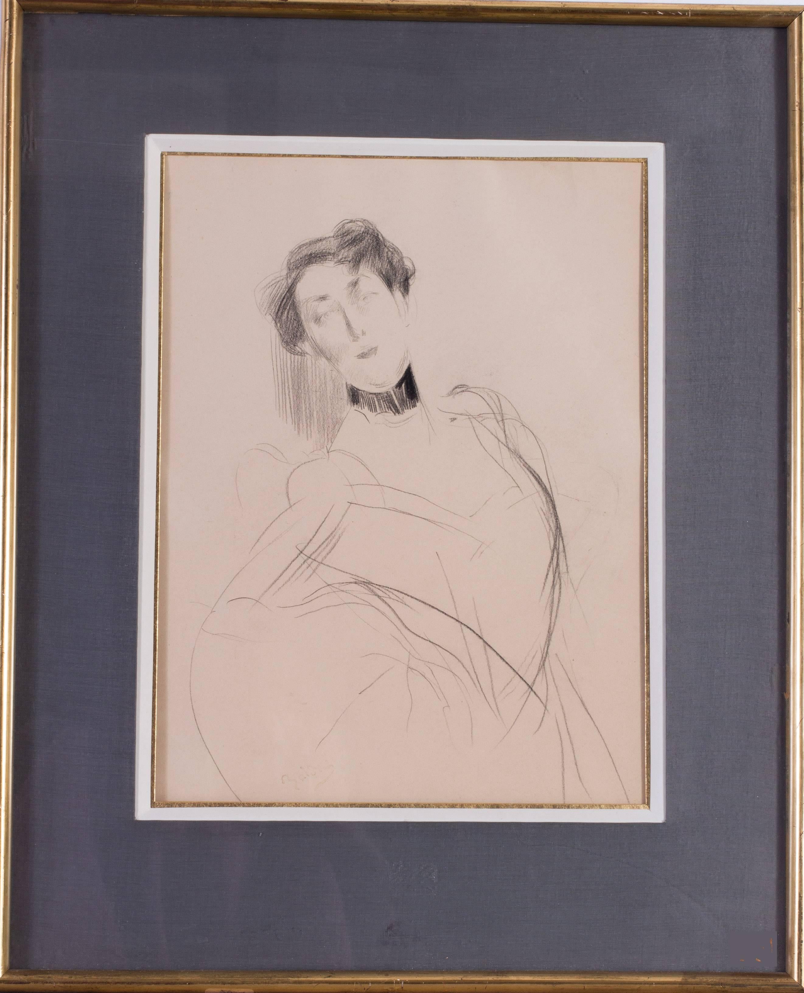 Giovanni Boldini drawing of a lady, Italian 19th Century