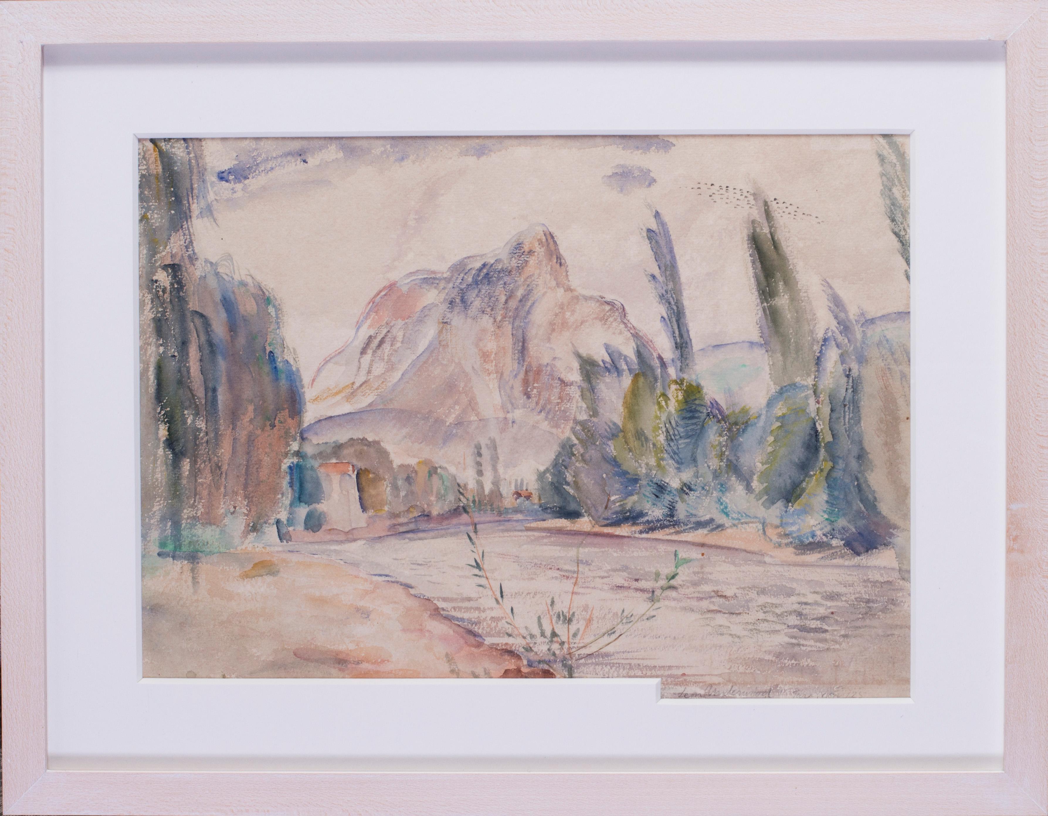 Leon Underwood (British, 1890 – 1975)
A River landscape in Italy
Signed, inscribed indistinctly and dated ’25.
Watercolour on paper
10.5/8 x 14.1/2 in. (27 x 37 cm.)

Underwood was known as the precursor of modern sculpture in Britain according to