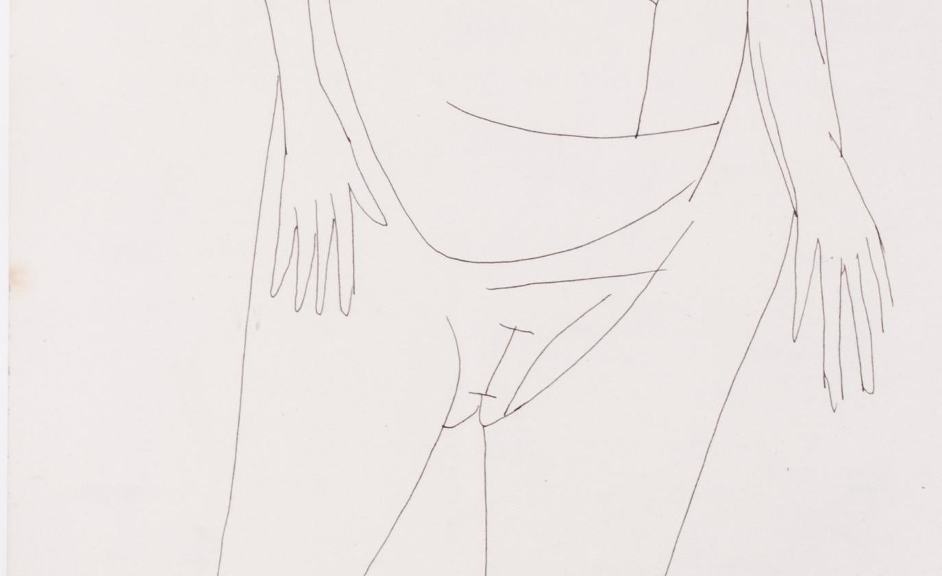 Francis Newton Souza, indischer Künstler des 20. Jahrhunderts, abstrakte Aktzeichnung in Akt (Grau), Nude, von FRANCIS NEWTON SOUZA