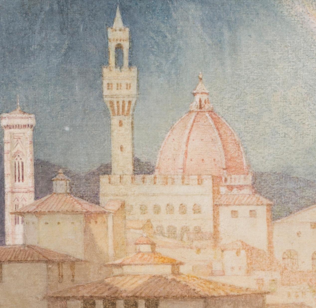 Siena and Florence, Italy by 20th Century British artist Allcott - Gray Landscape Art by Walter H. Allcott