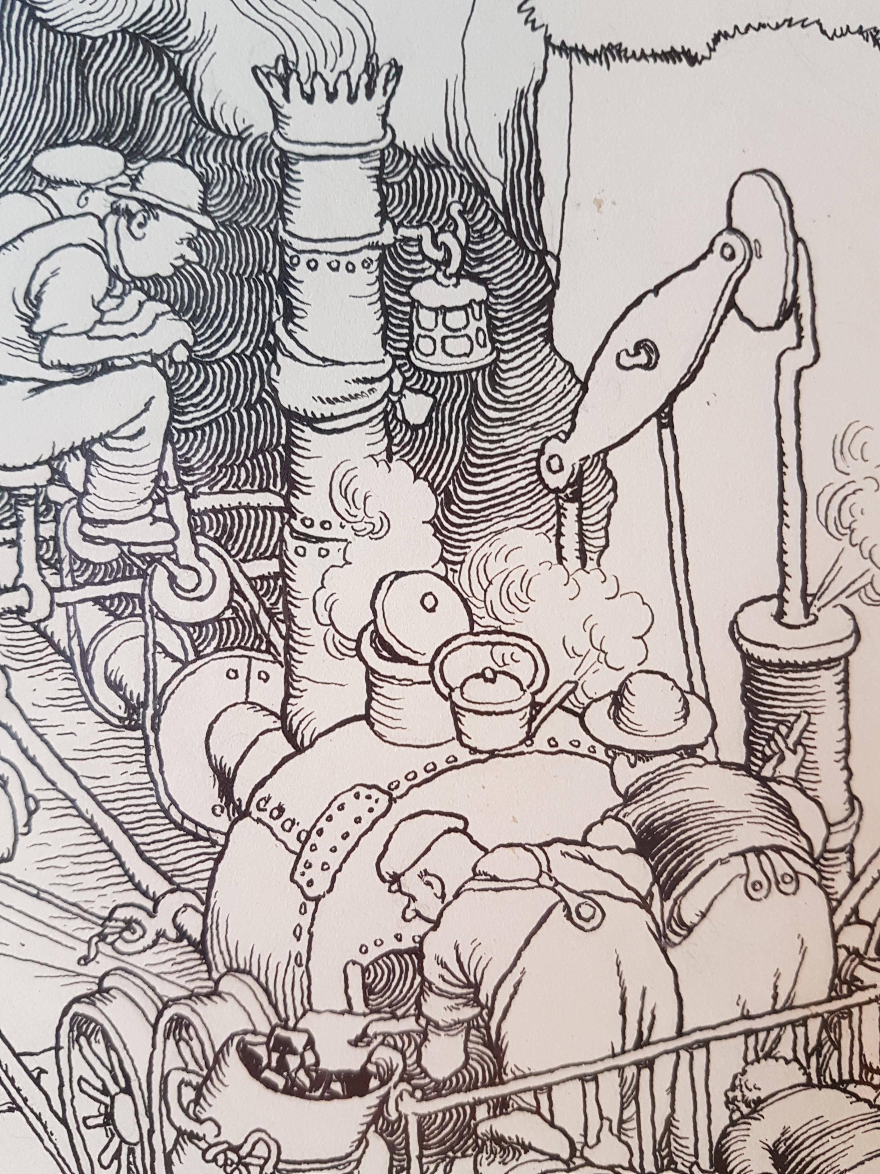 dessin original de William Heath Robinson, Royaume-Uni, début du XXe siècle en vente 6