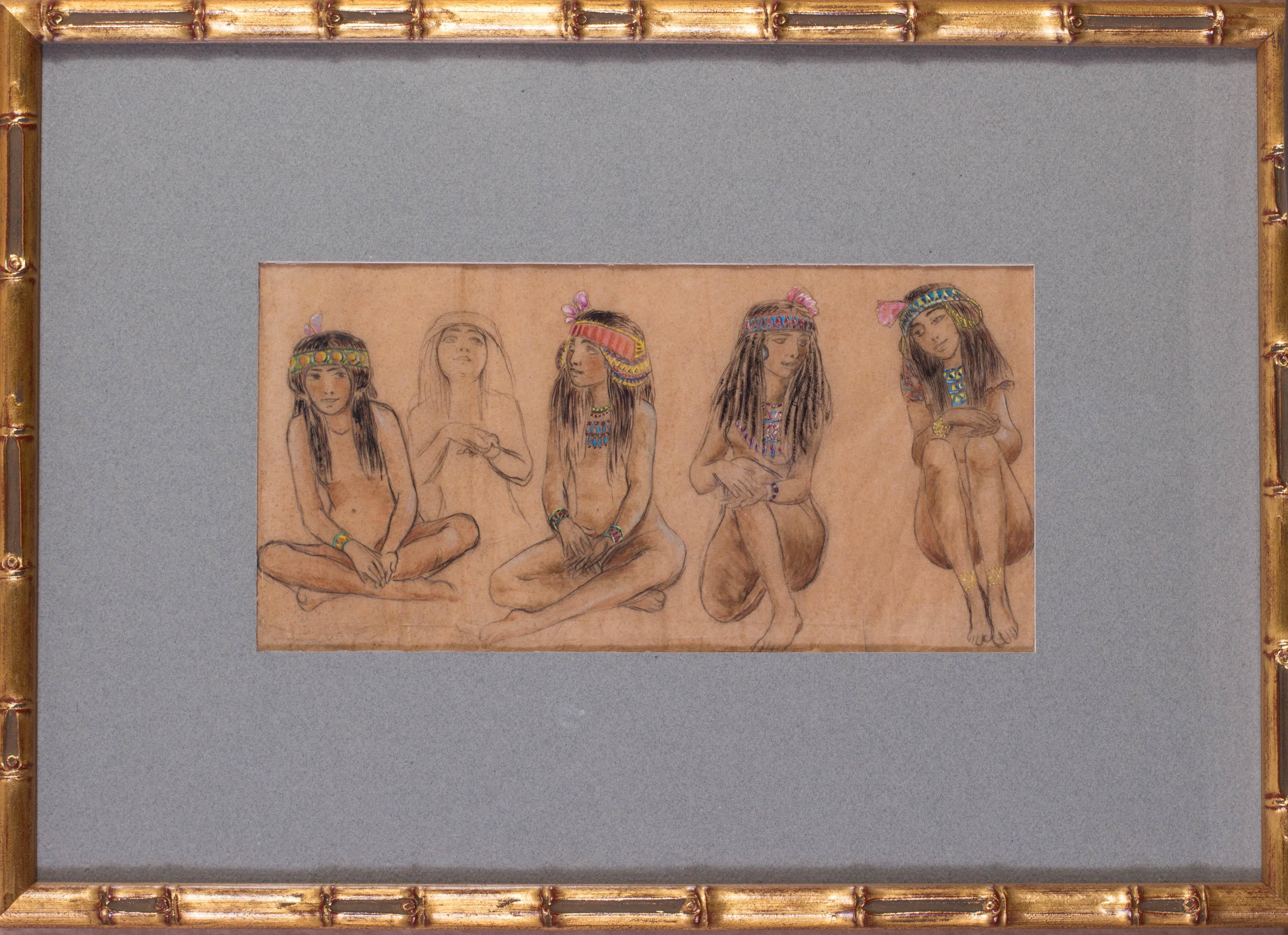 Georges Antoine Rochegrosse (French, 1859 – 1938)
Fillettes Egyptiennes
Pencil, gouache and watercolour on paper
6 x 12in. (15.2 x 30.2cm.)
Provenance: Marambat-Malafosse Atelier Rochegrosse, Toulouse