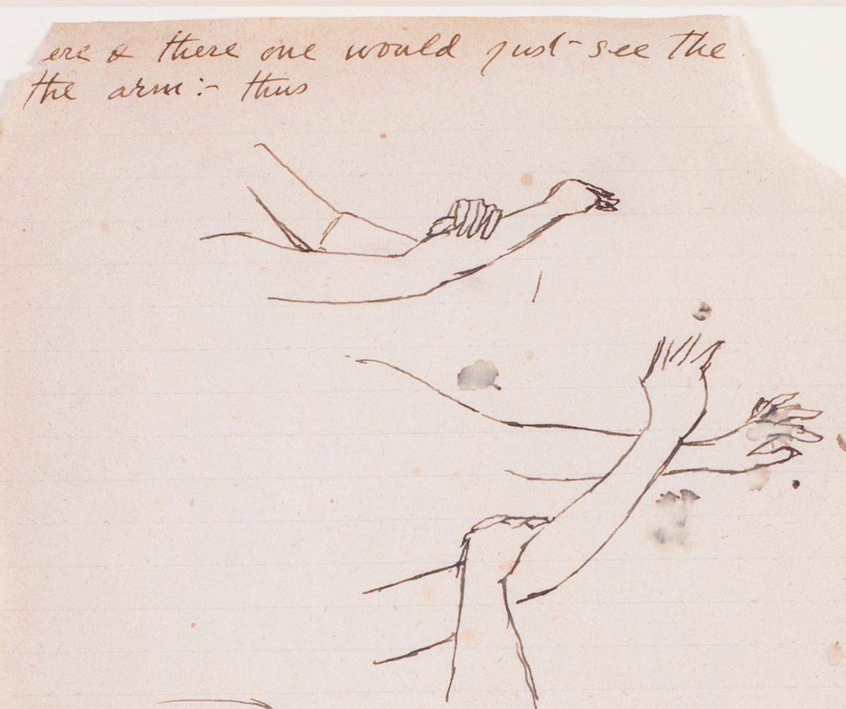 Stanley Spencer, original British drawing, Studies of Arms,  1