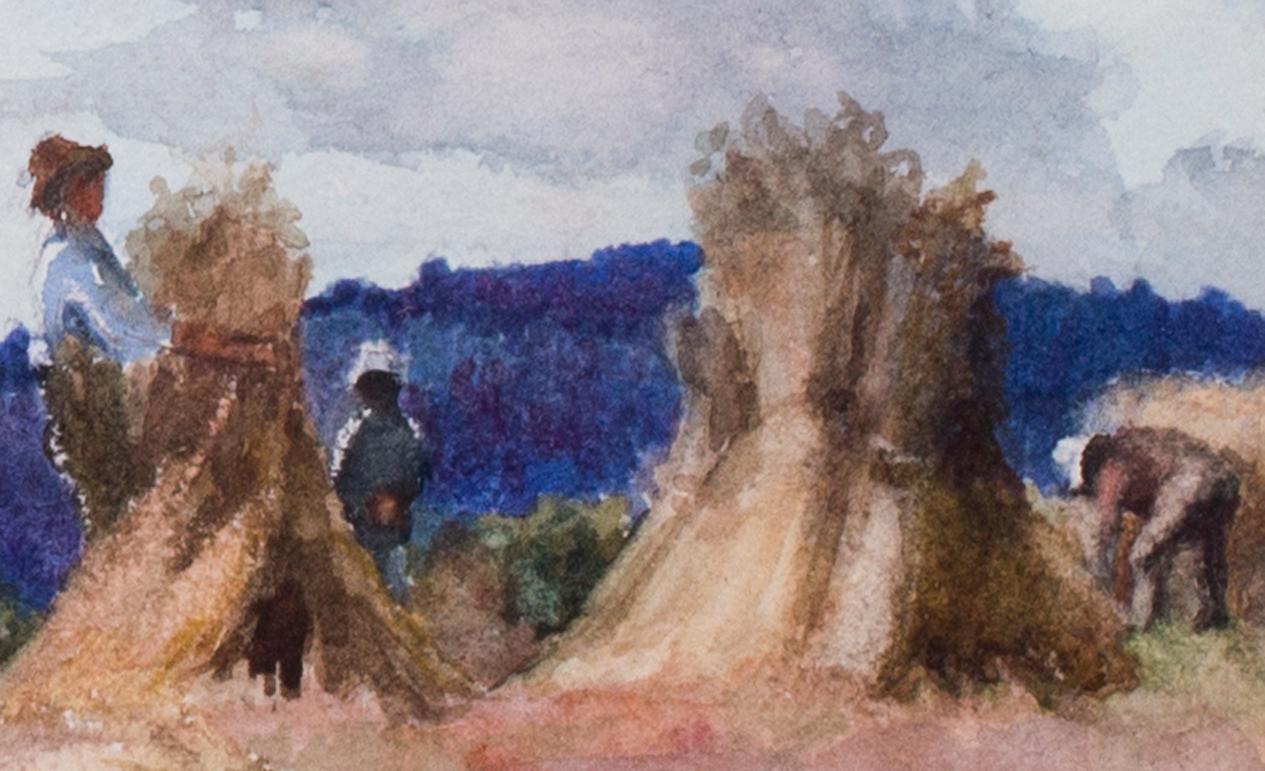Paesaggio britannico del XIX secolo con pagliai dell'artista donna Robinson - Art Impressionismo di Mabel Catherine Robinson