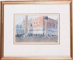 Aquarelle de l'artiste britannique John Doyle réalisée à San Marco, Venise, vers 1986