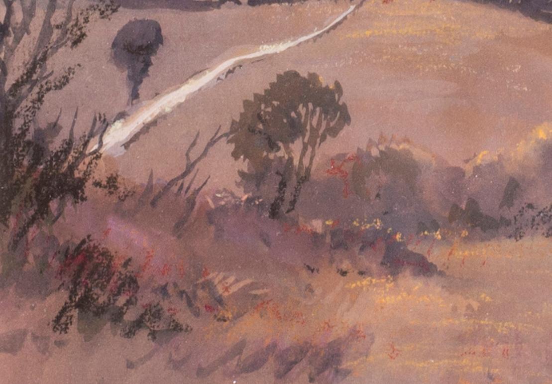 John Doyle MBE, PPRWS (British, b. 1928)
Sunset, Sienna, circa 1986
Acrylic and watercolour on paper
7.3/8 x 11.1/2 in. (18.8 x 29.5 cm.)

Provenance: The Catto Gallery, London

John Doyle was born in Siddenham Hill, though apparently conceived in