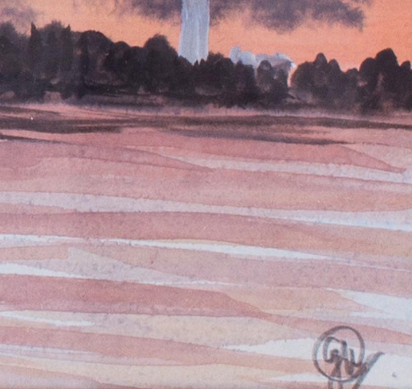 Le coucher de soleil de Venise depuis le Lido, aquarelle de l'artiste britannique John Doyle en vente 1