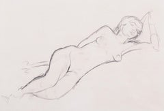 Vintage Edward Wolfe, British 1940s Reclining nude drawing