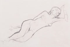 Edward Wolfe, British 1940s Reclining nude drawing