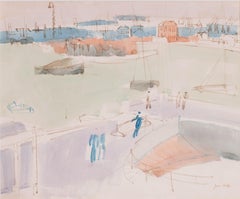 Jean Dufy, Aquarellgemälde des Hafens von Le Havre, Frankreich, 1925