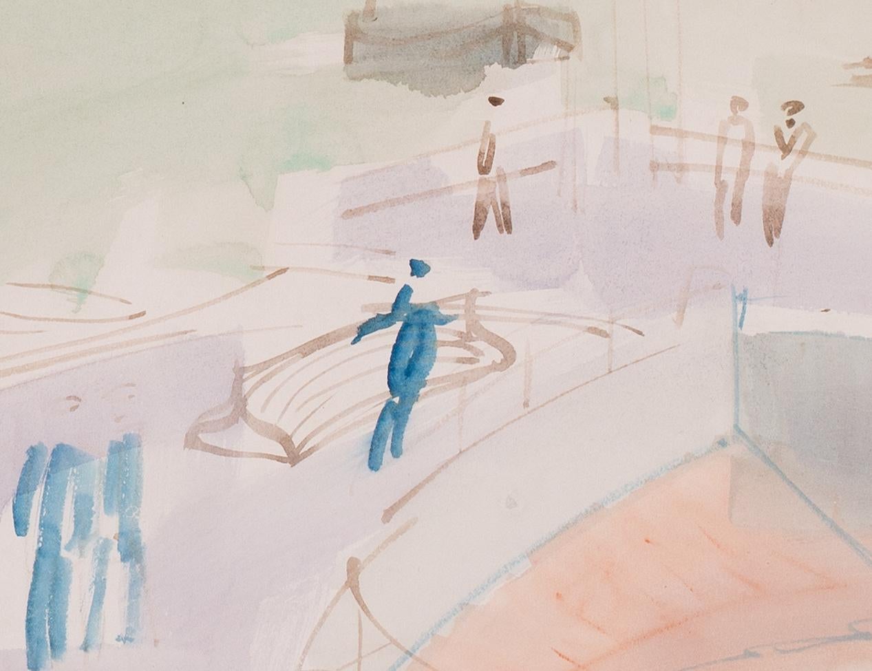Jean Dufy, acquerello del 1925 sul porto di Le Havre, Francia in vendita 3