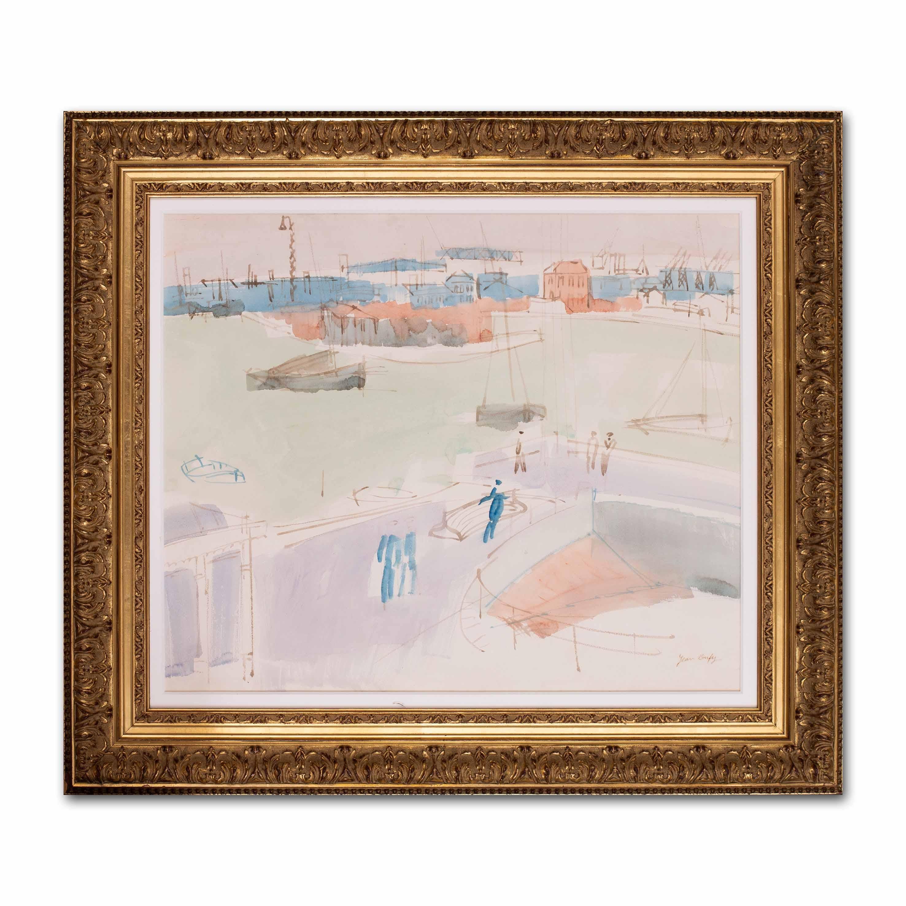 Jean Dufy, 1925 watercolour painting of the port of Le Havre, France  For Sale 3