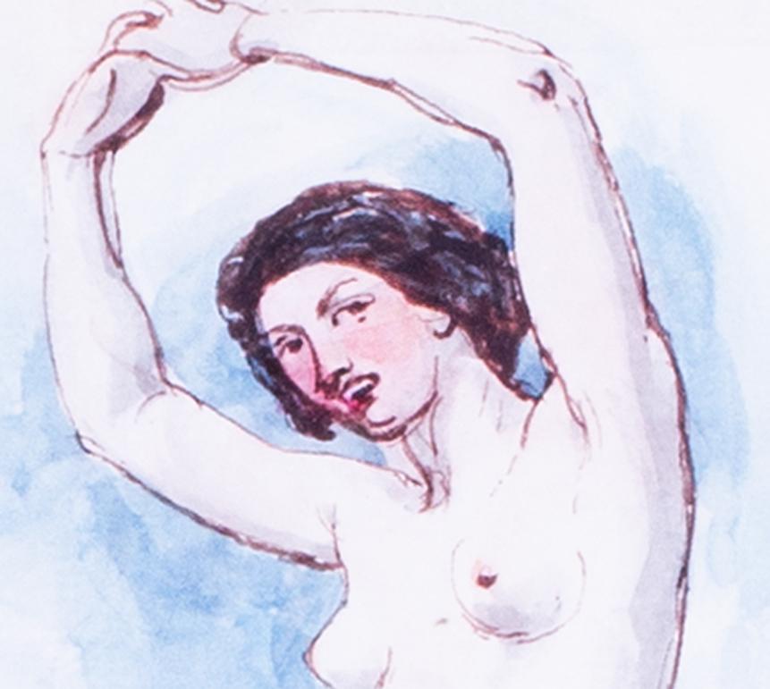 Disegno a penna e acquerello di un nudo di William Edward Frost, Regno Unito, 19° secolo. 1