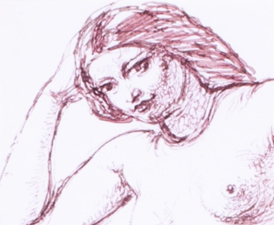 Dibujo británico a pluma y tinta del siglo XIX de un desnudo de William Edward Frost 2