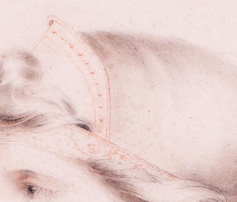 18th Century Italian head study of a Roman maiden - Beige Figurative Art by Giovanni Battista Cipriani