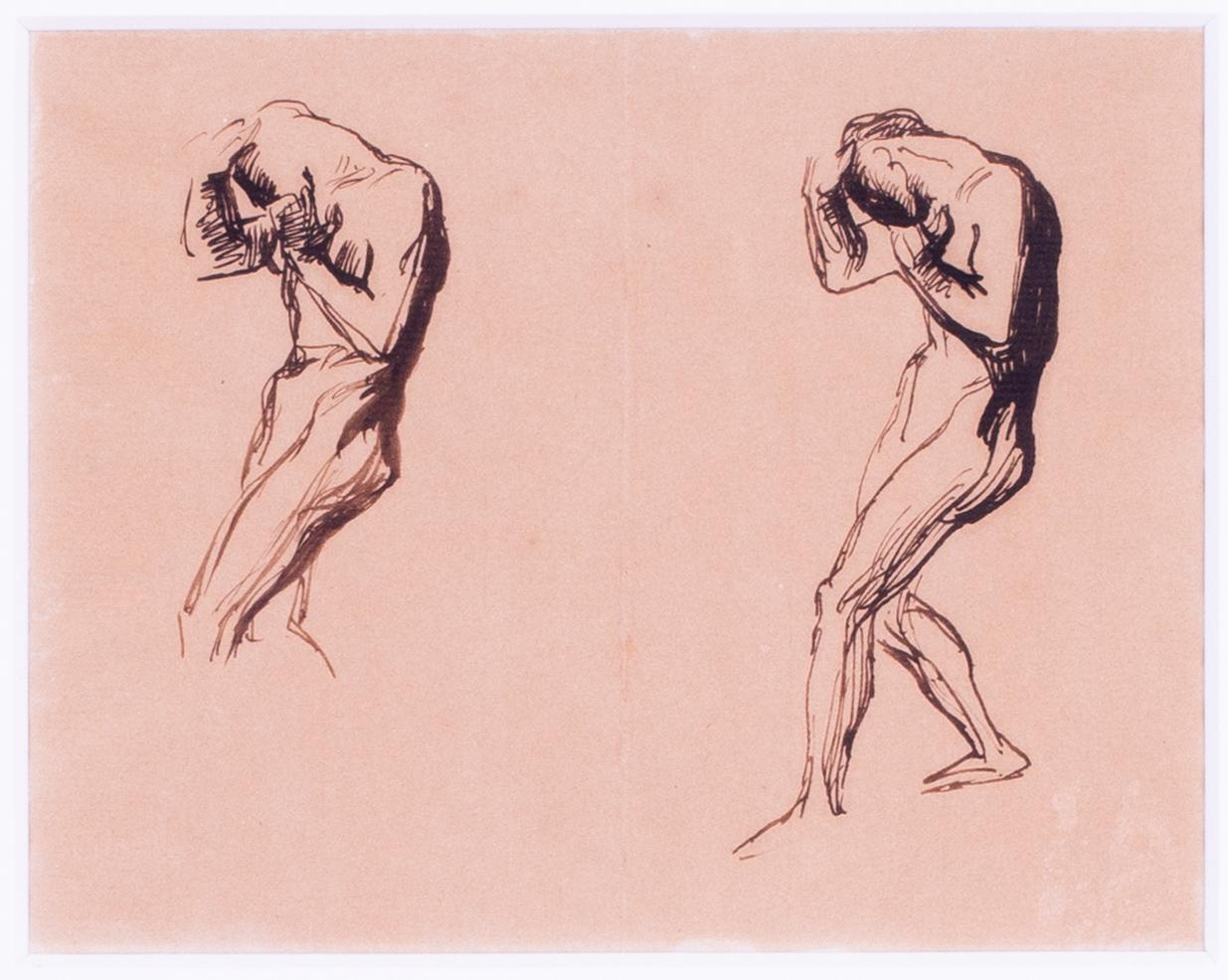 George Frederic Watts OM RA (British, 1817 – 1904)
Studies of Mischief, circa 1873
Pen and brown ink on paper
6.1/2 x 8.3/8 in. (16.5 x 21.3 cm.)
Provenance: From the private estate of David Loshak, writer, lecturer, professor of Art History, and