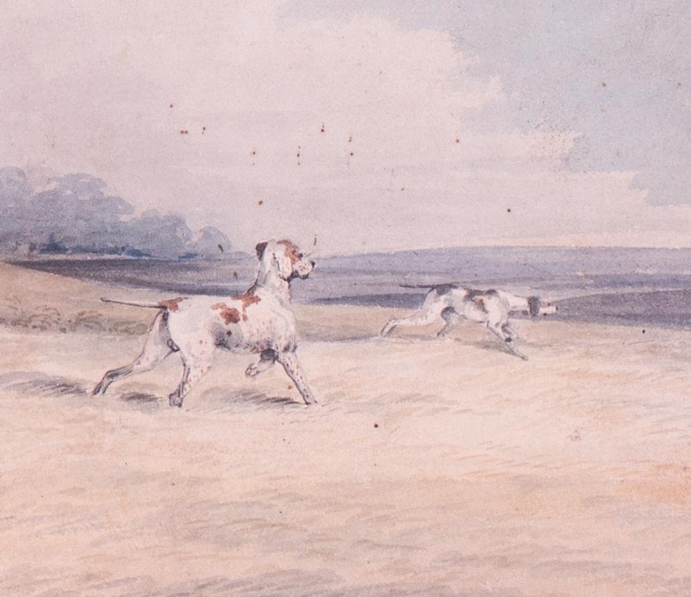 Pair of British hunting watercolours, 19th Century with dogs and wildfowl 4